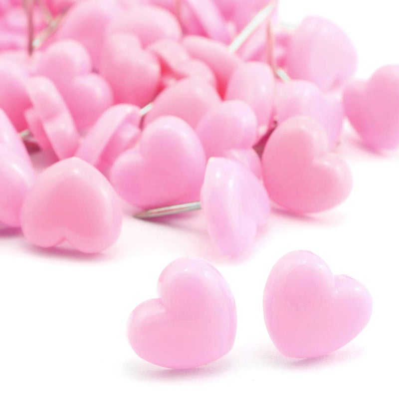 Lind Kitchen 100pcs Heart Shape Push Pins for Home School Office Notice Board Cork Board,Cute Thumbtacks Tacks Decorative Pushpins Accessories Supplies Pink - Image 1